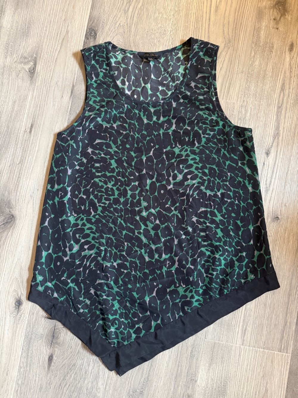Green and Black Leopard-Print Sleeveless Tank by Coldwater Creek